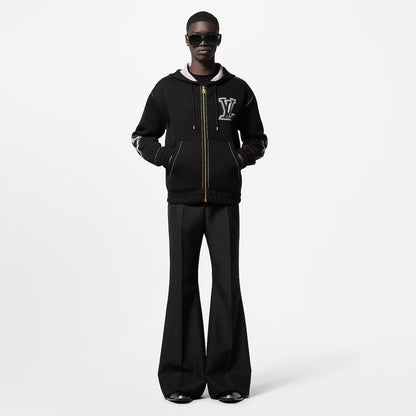 LV Graphic Intarsia Zipped Cotton Hoodie