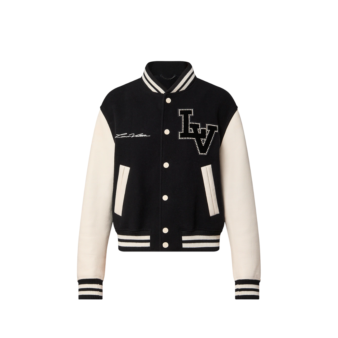 Lv Mix Leather Varsity Blouson