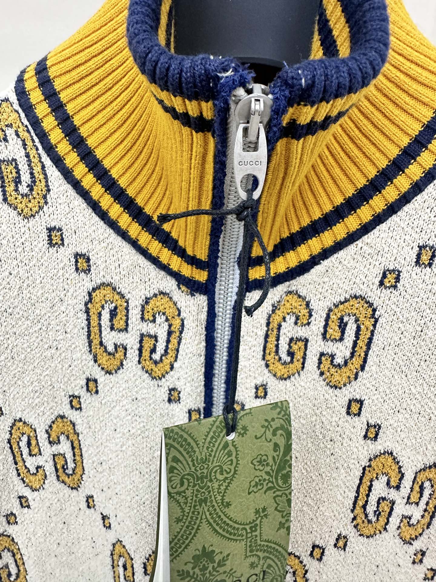 GG Cotton Zip Jacket White Gold