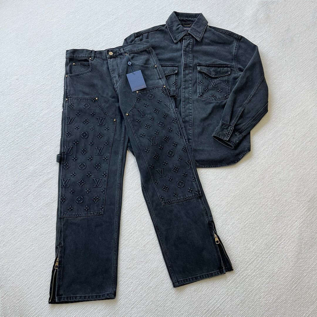 LV Monogram Denim Jacket and Jeans Set