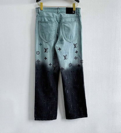 LV Monogram Embroidered Denim Pants