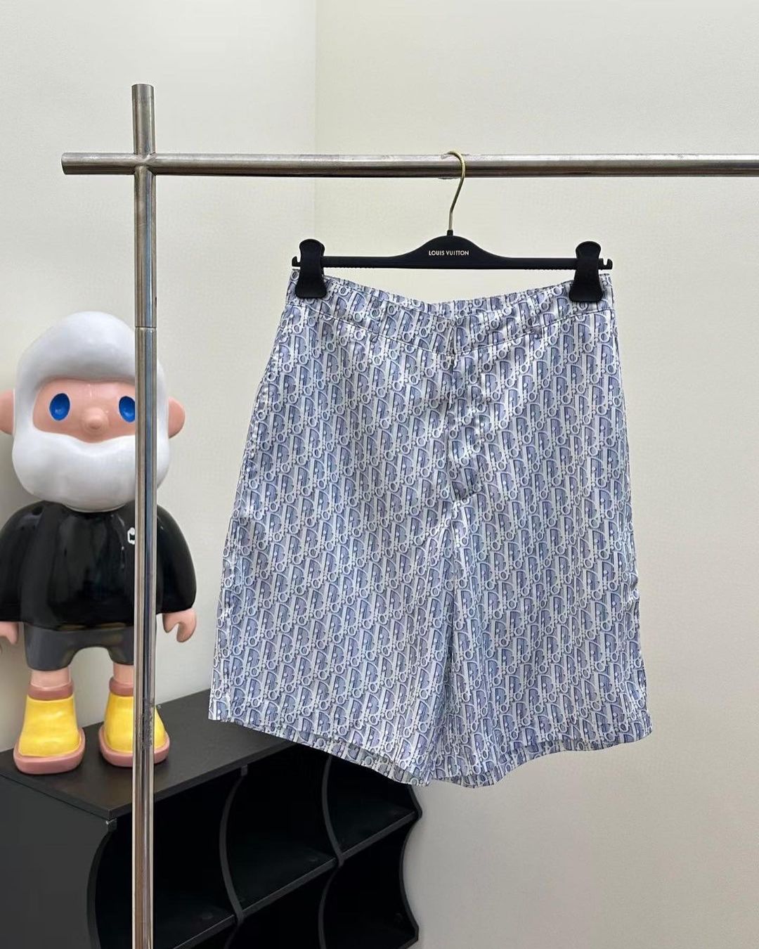 CD Oblique Short-Sleeved Shirt  Blue Striped Silk Twill Set