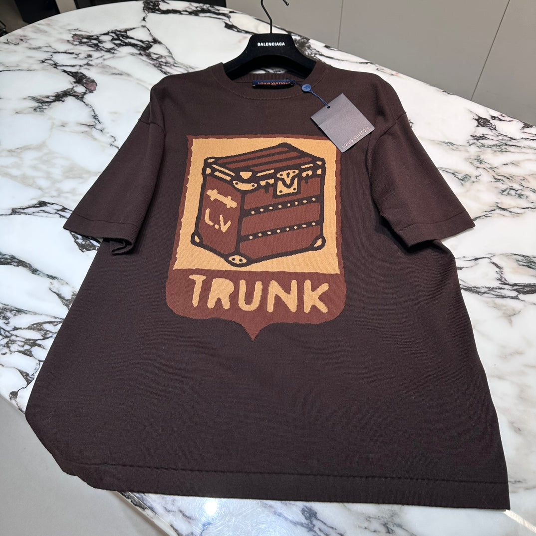 Lv Short-Sleeved Damier Wool Shirt