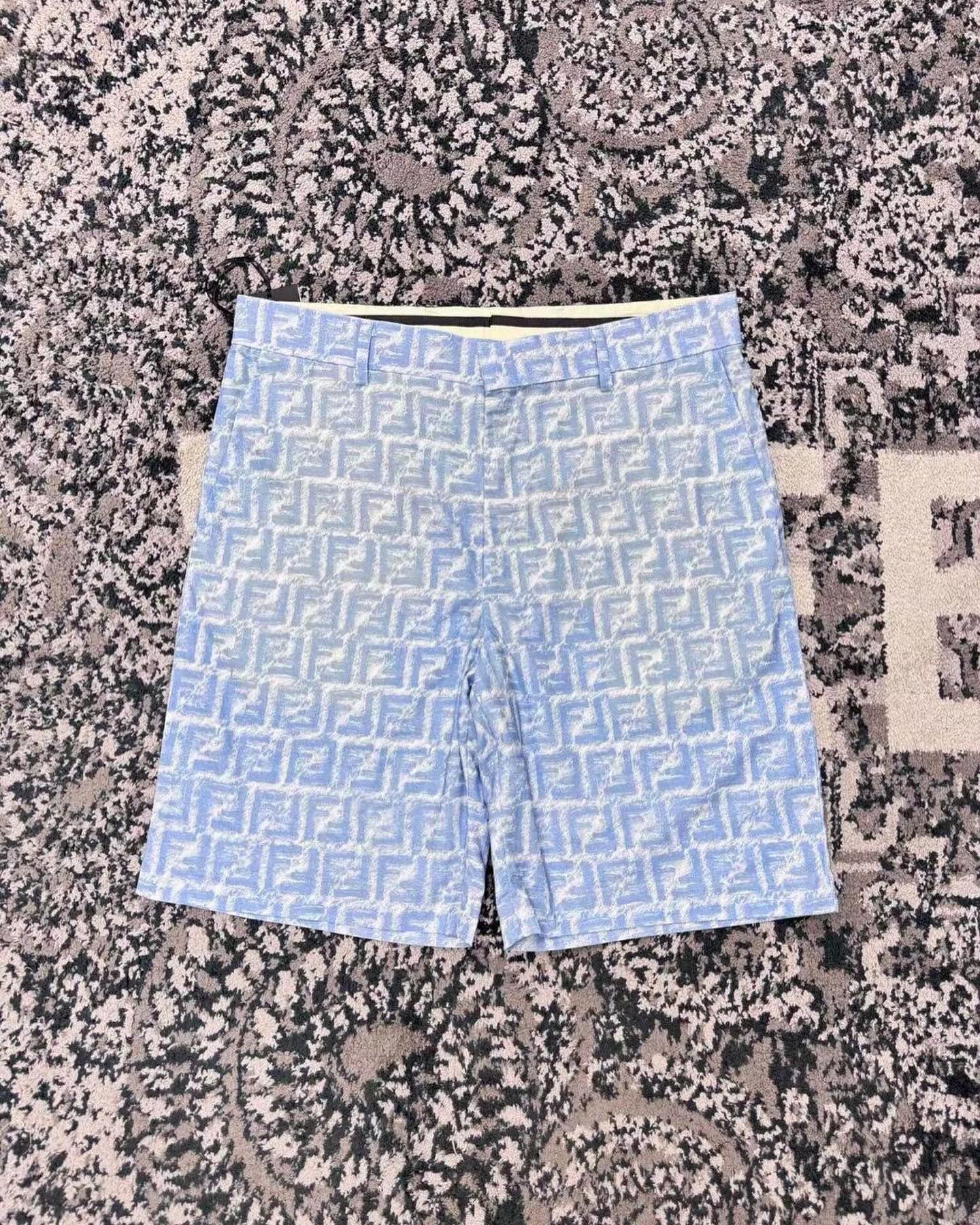 FND Monogram Silk Shorts Blue