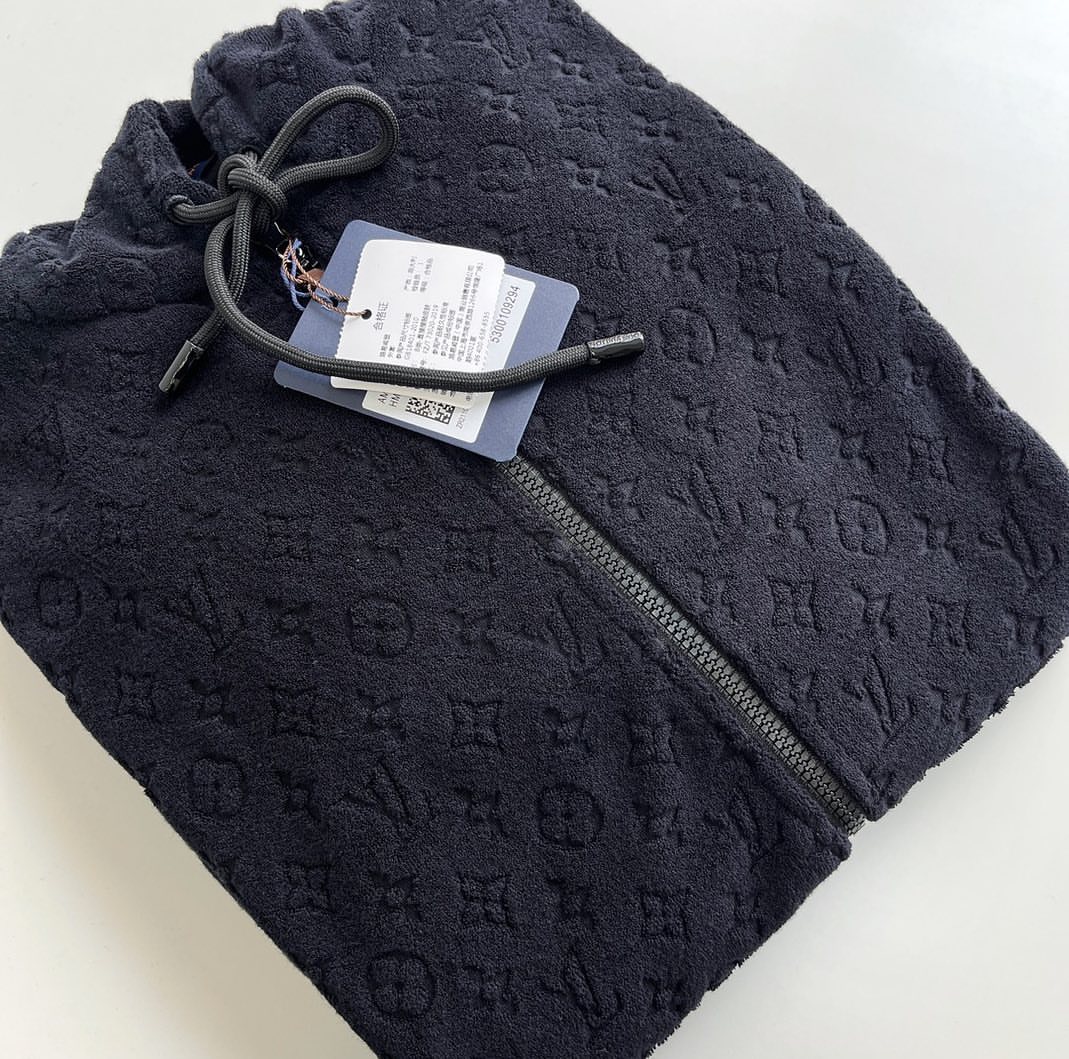 Lv Monogram French Terry Zip-Through Hoodie