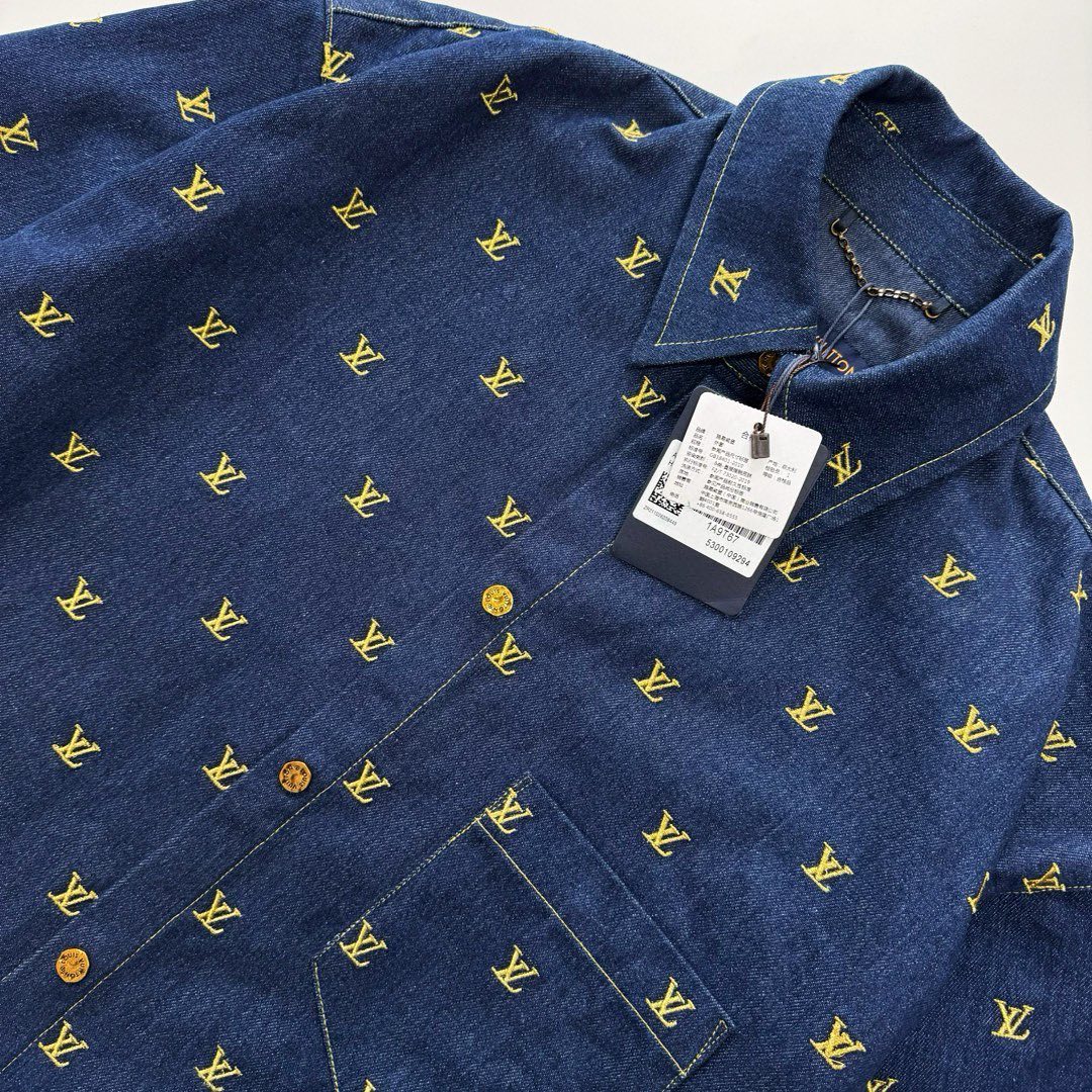 LV Monogram Denim Shirt And Shorts Set