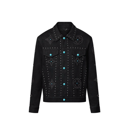 Lv Denim Jacket With Crystals
