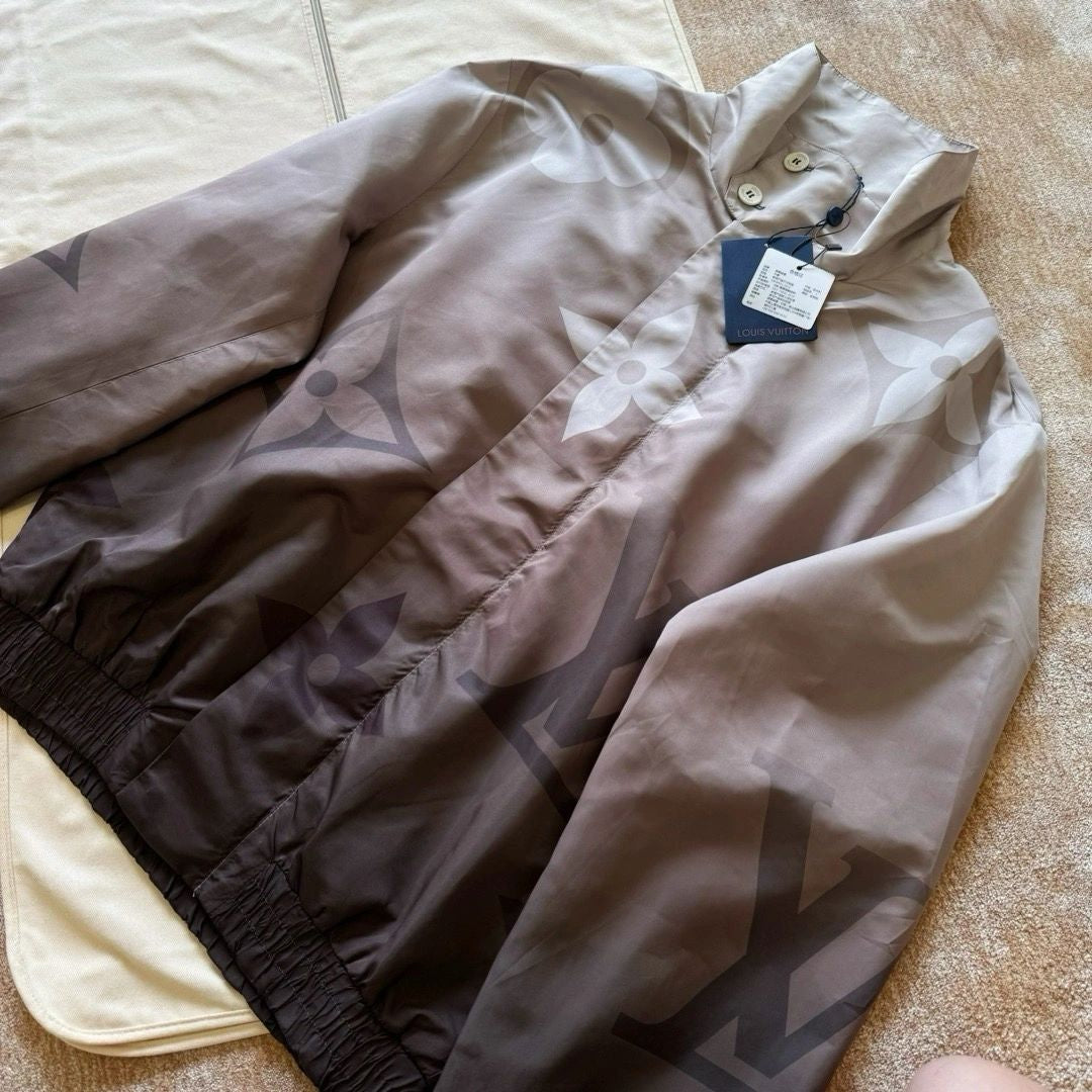 Lv Monogram Printed Light Nylon Windbreaker