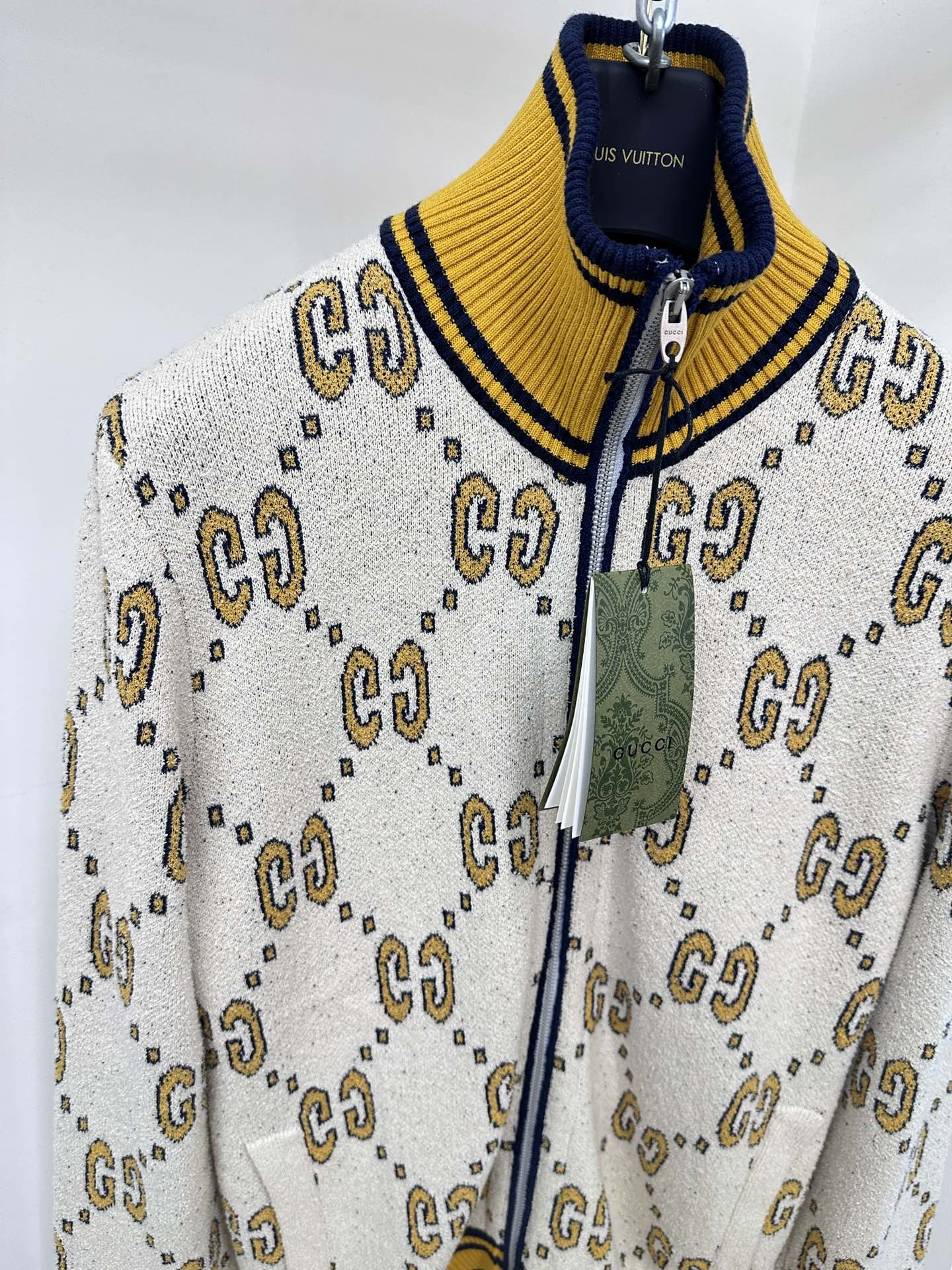 GG Cotton Zip Jacket White Gold