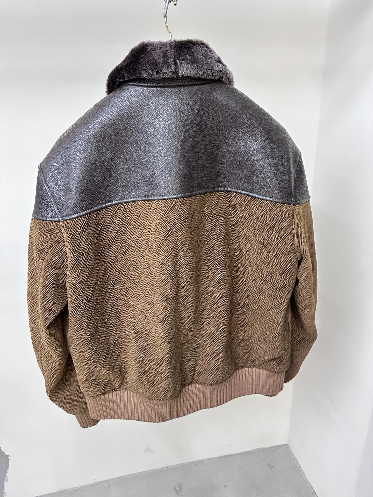 Lv Military Leather Fur Jacket