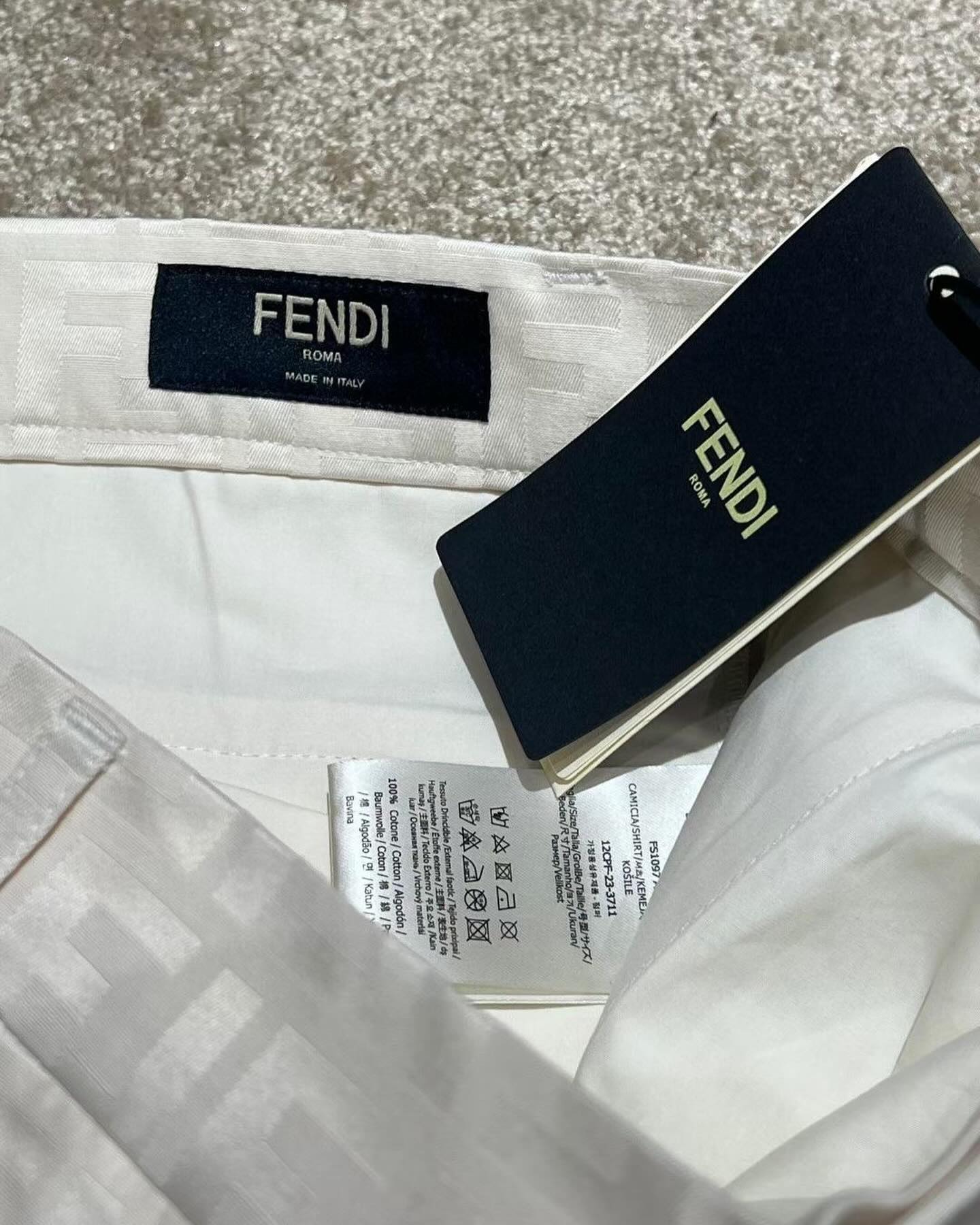FND Monogram Silk Shorts White
