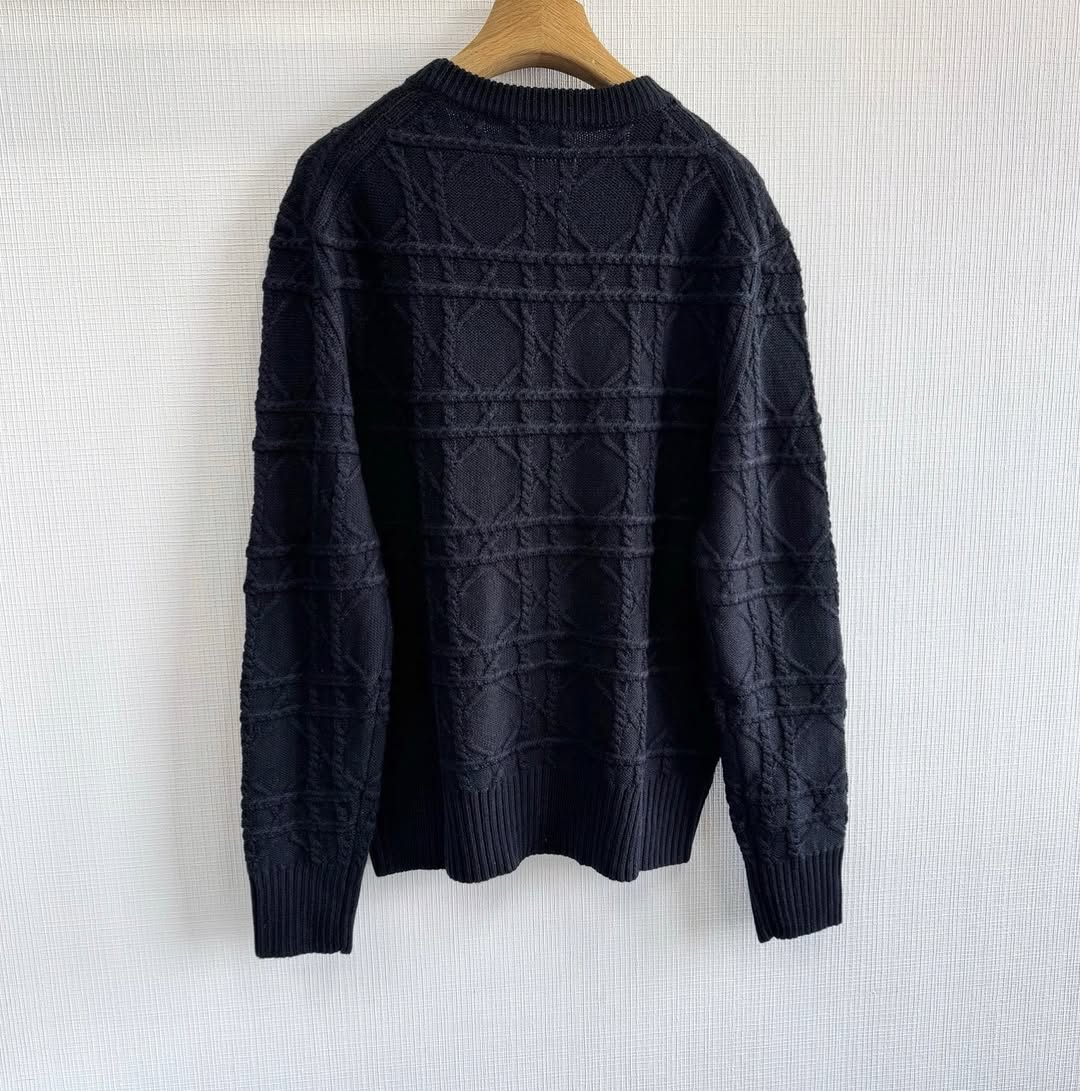 CD Icons Cannage Sweater Black Cashmere Knit