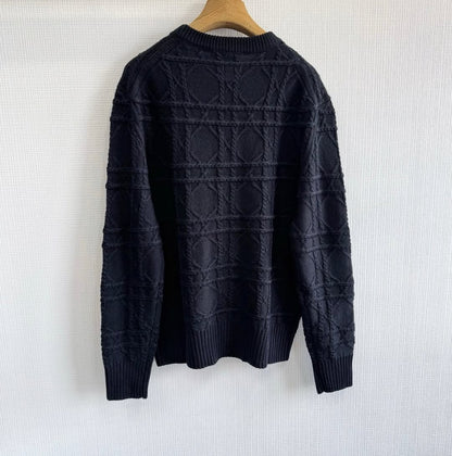 CD Icons Cannage Sweater Black Cashmere Knit