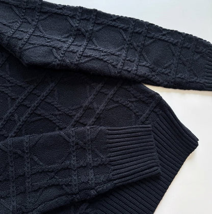 CD Icons Cannage Sweater Black Cashmere Knit