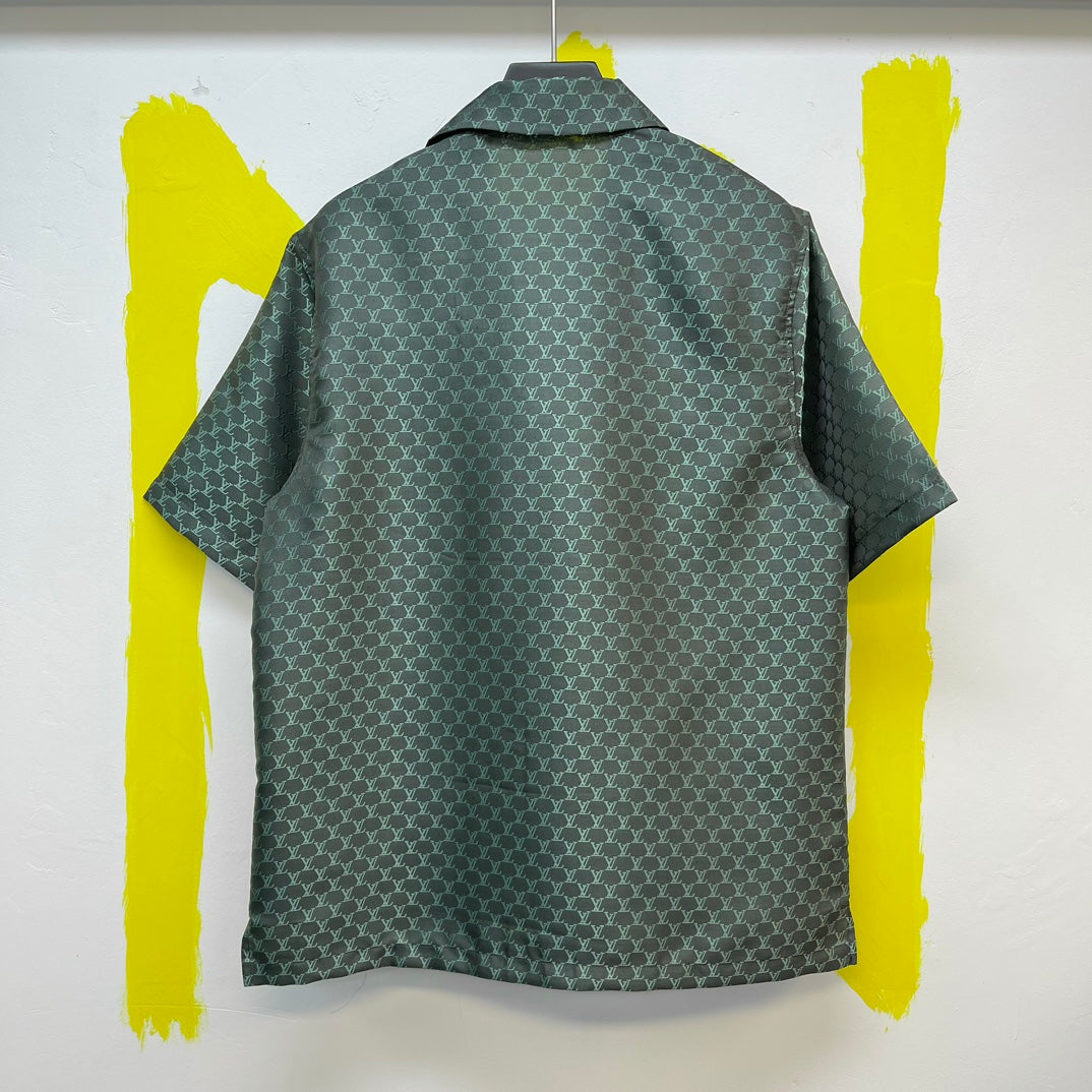 Lv Monogram Silk Shirt And Shorts Set