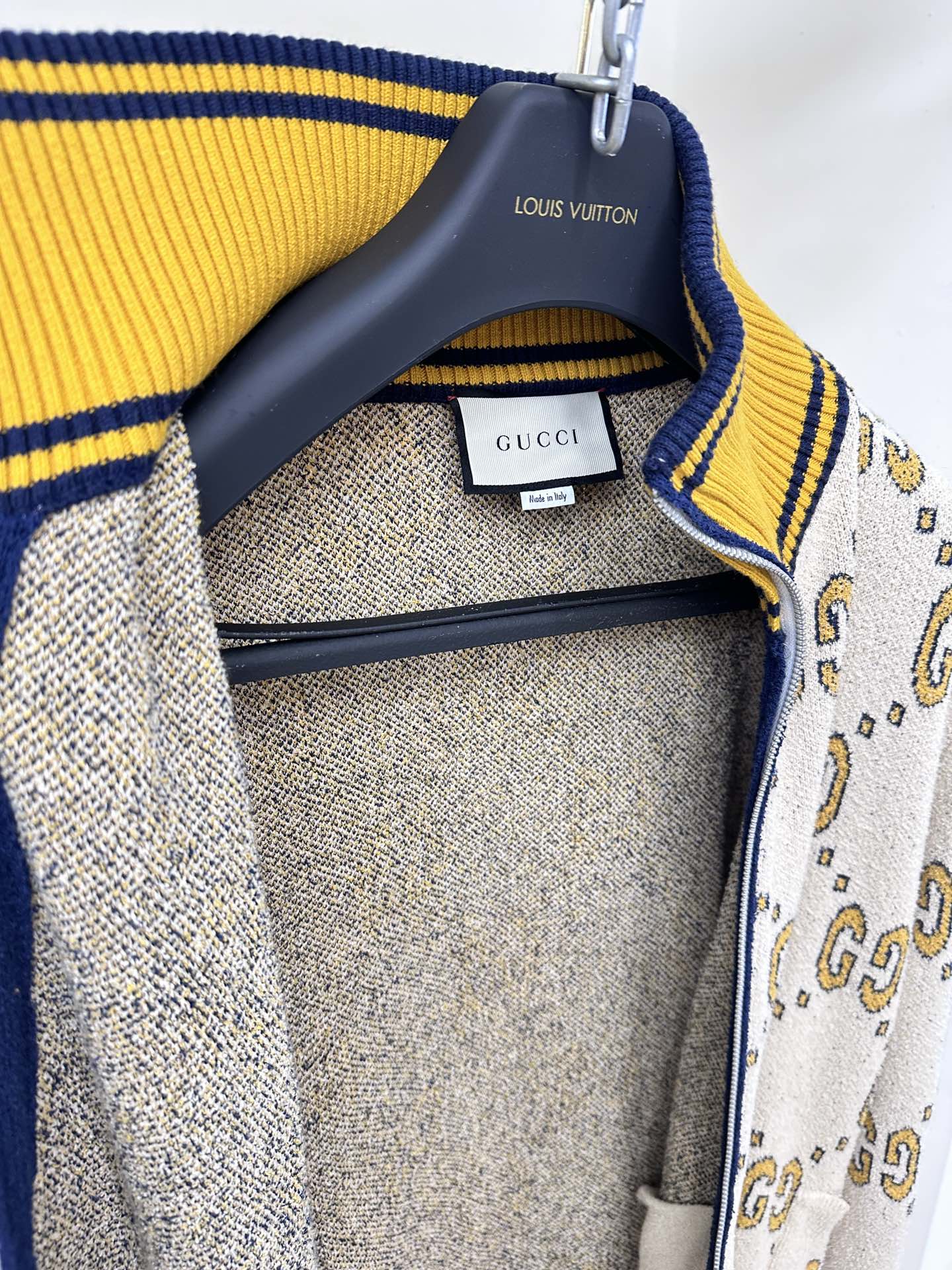 GG Cotton Zip Jacket White Gold