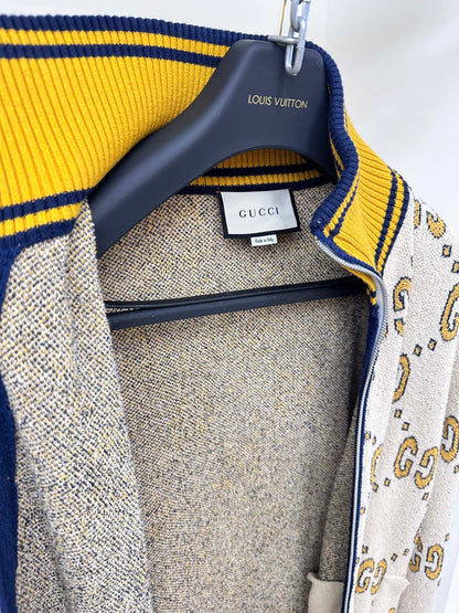 GG Cotton Zip Jacket White Gold