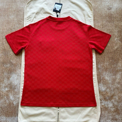 Lv Short-Sleeved Damier Wool Shirt