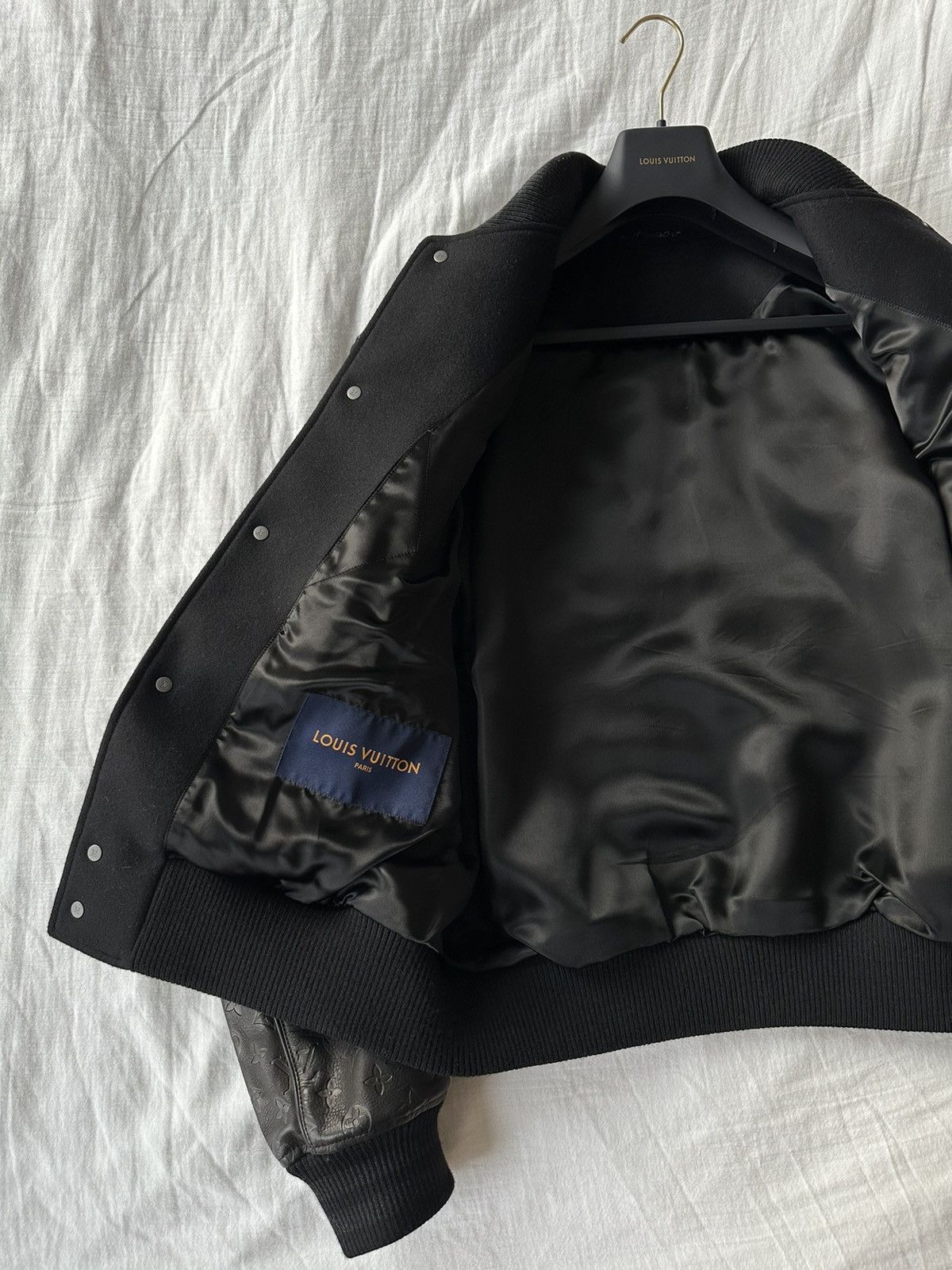 Lv Monogram Embossed Leather And Wool Blouson