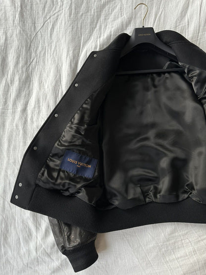 Lv Monogram Embossed Leather And Wool Blouson