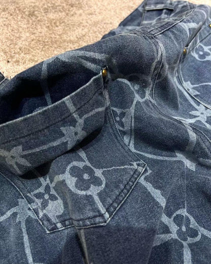 LV Monogram Denim Shirt And Shorts Set