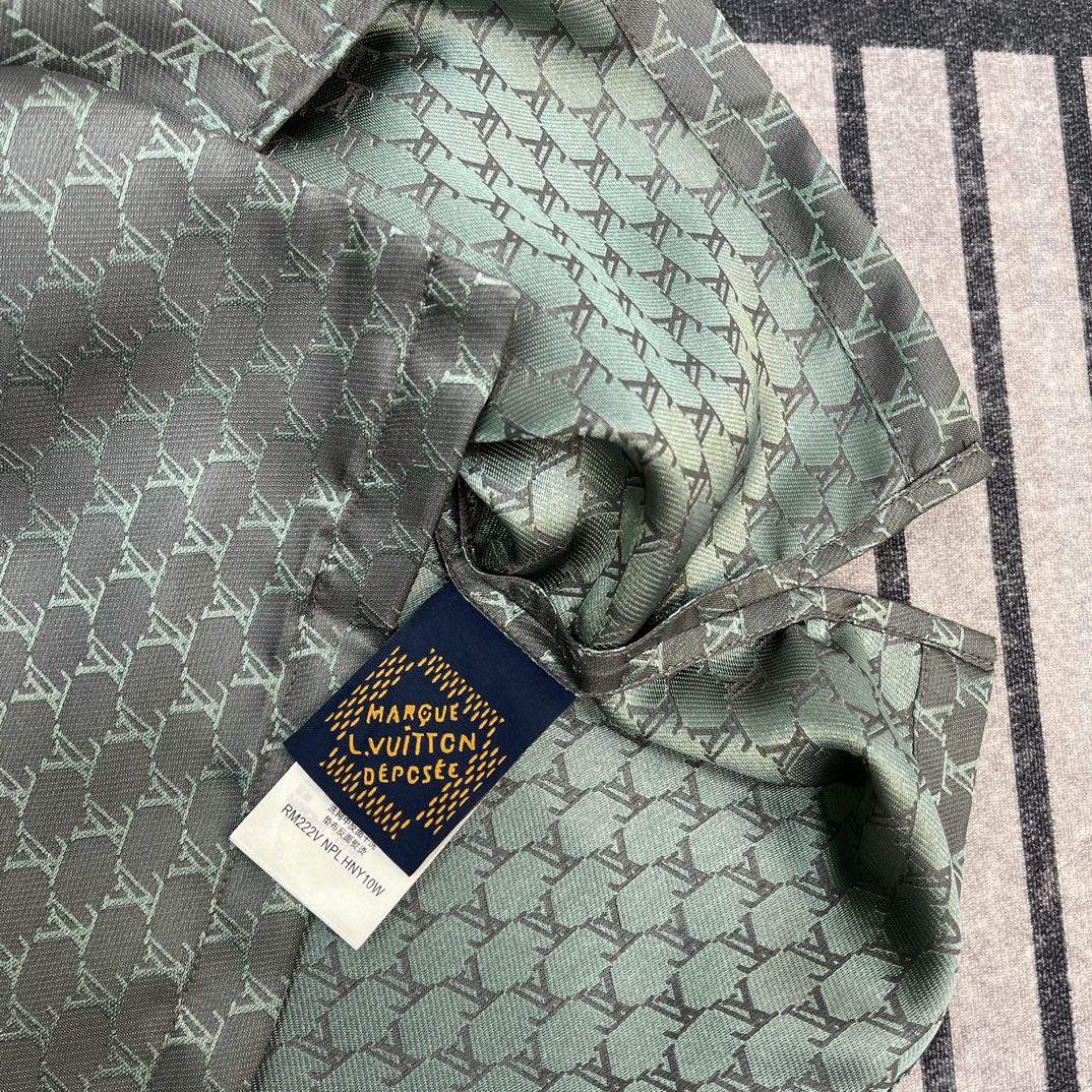 Lv Monogram Silk Shirt And Shorts Set