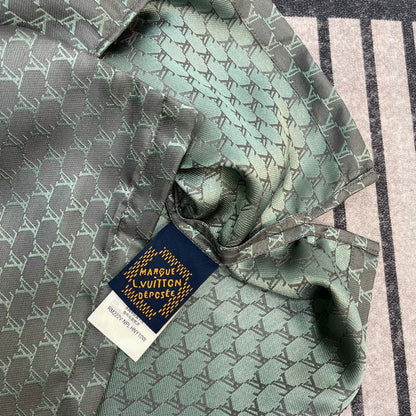 Lv Monogram Silk Shirt And Shorts Set