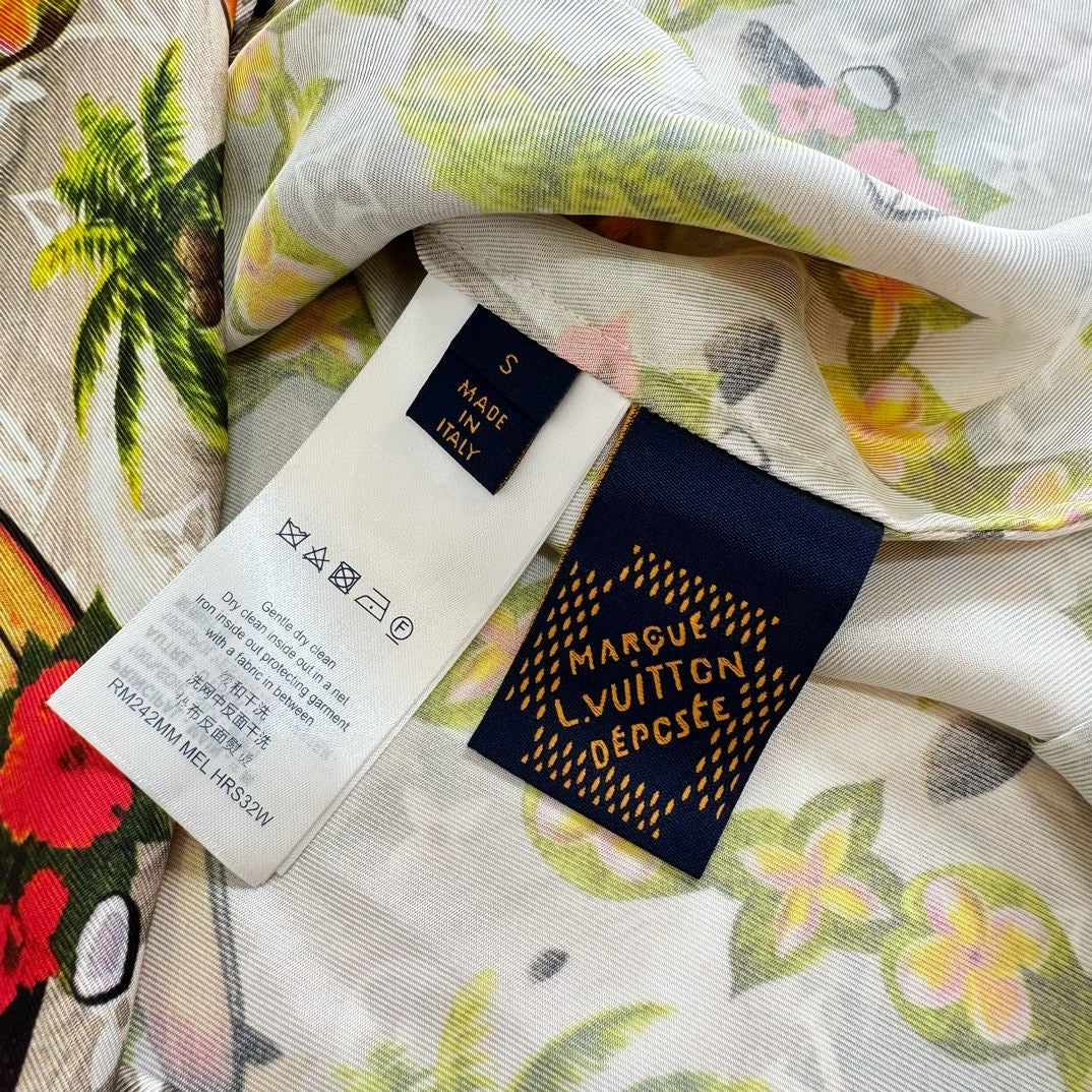 Lv Monogram Silk Shirt And Shorts Set