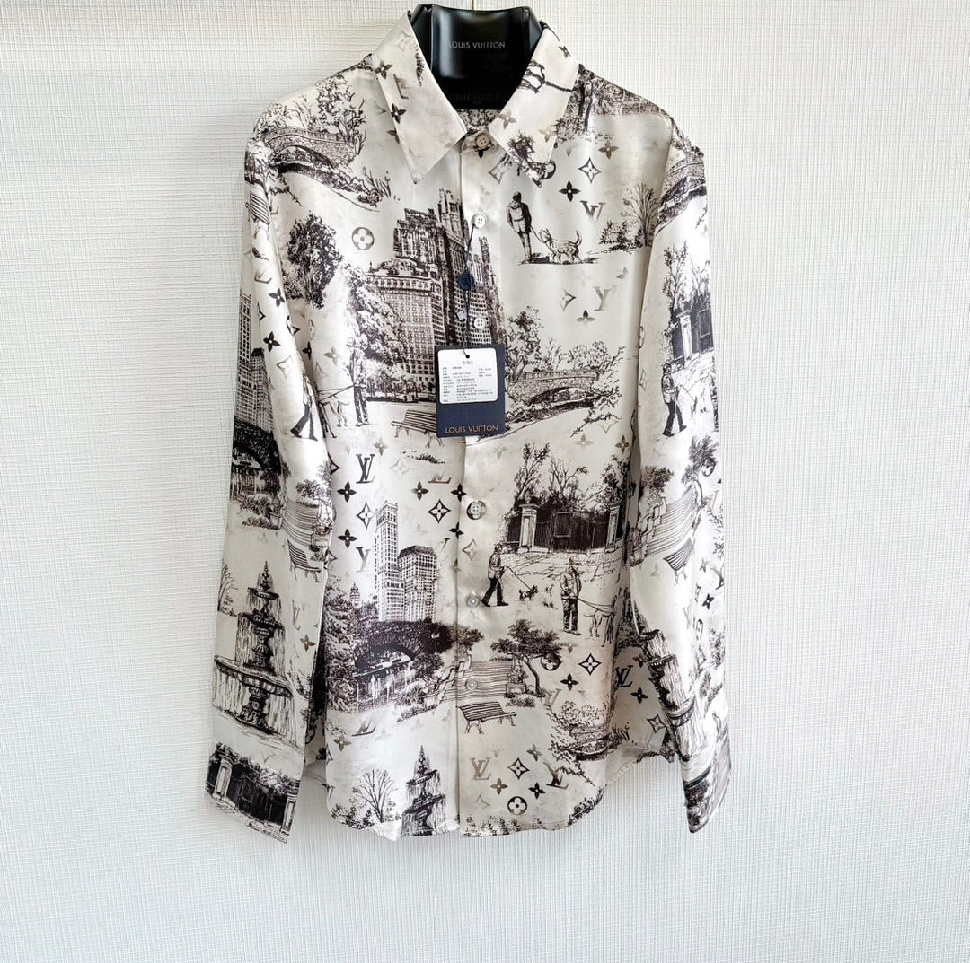 Lv Long -Sleeved Slik Shirt