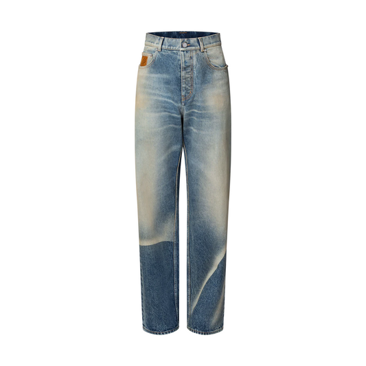 Lv Sunfaded Effect Denim Skate Pants