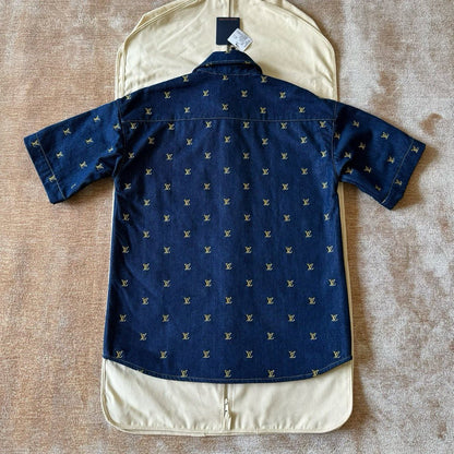 LV Monogram Denim Shirt And Shorts Set