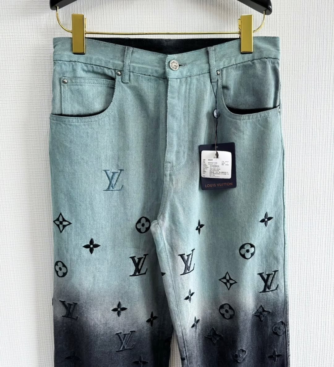 LV Monogram Embroidered Denim Pants