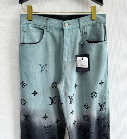 LV Monogram Embroidered Denim Pants