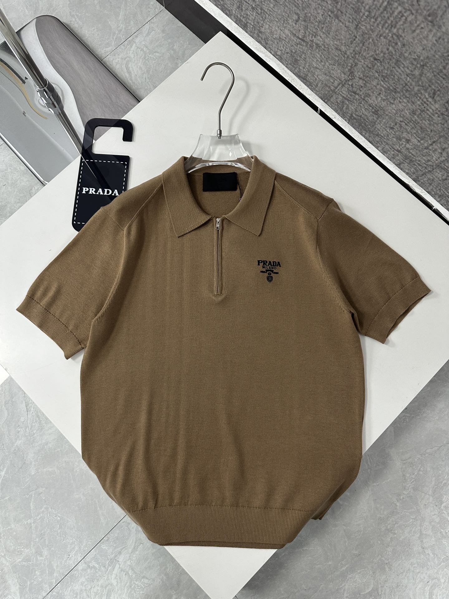 PRD Logo Wool Polo Half Zip Shirt