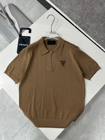 PRD Logo Wool Polo Half Zip Shirt