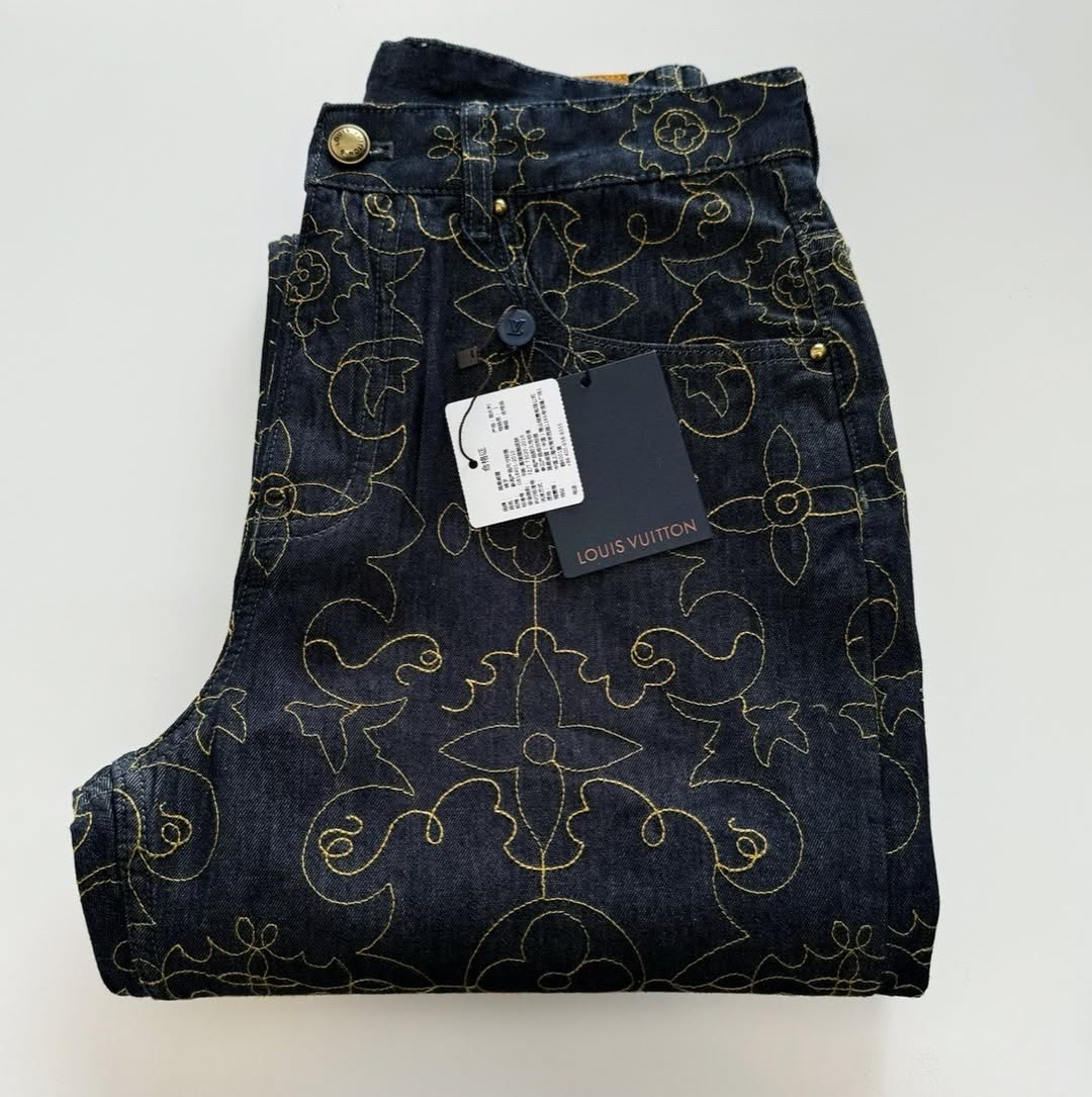LV Embroidered Denim Pants