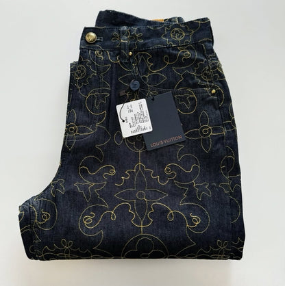 LV Embroidered Denim Pants