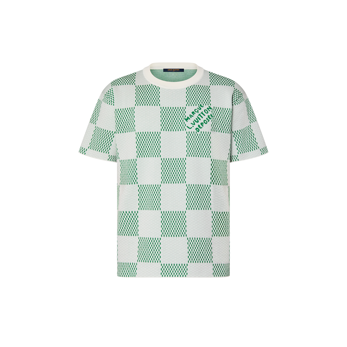 Lv Short-Sleeved Damier Wool Shirt