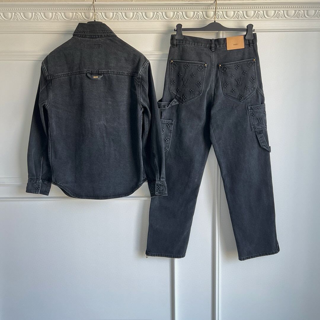 LV Monogram Denim Jacket and Jeans Set