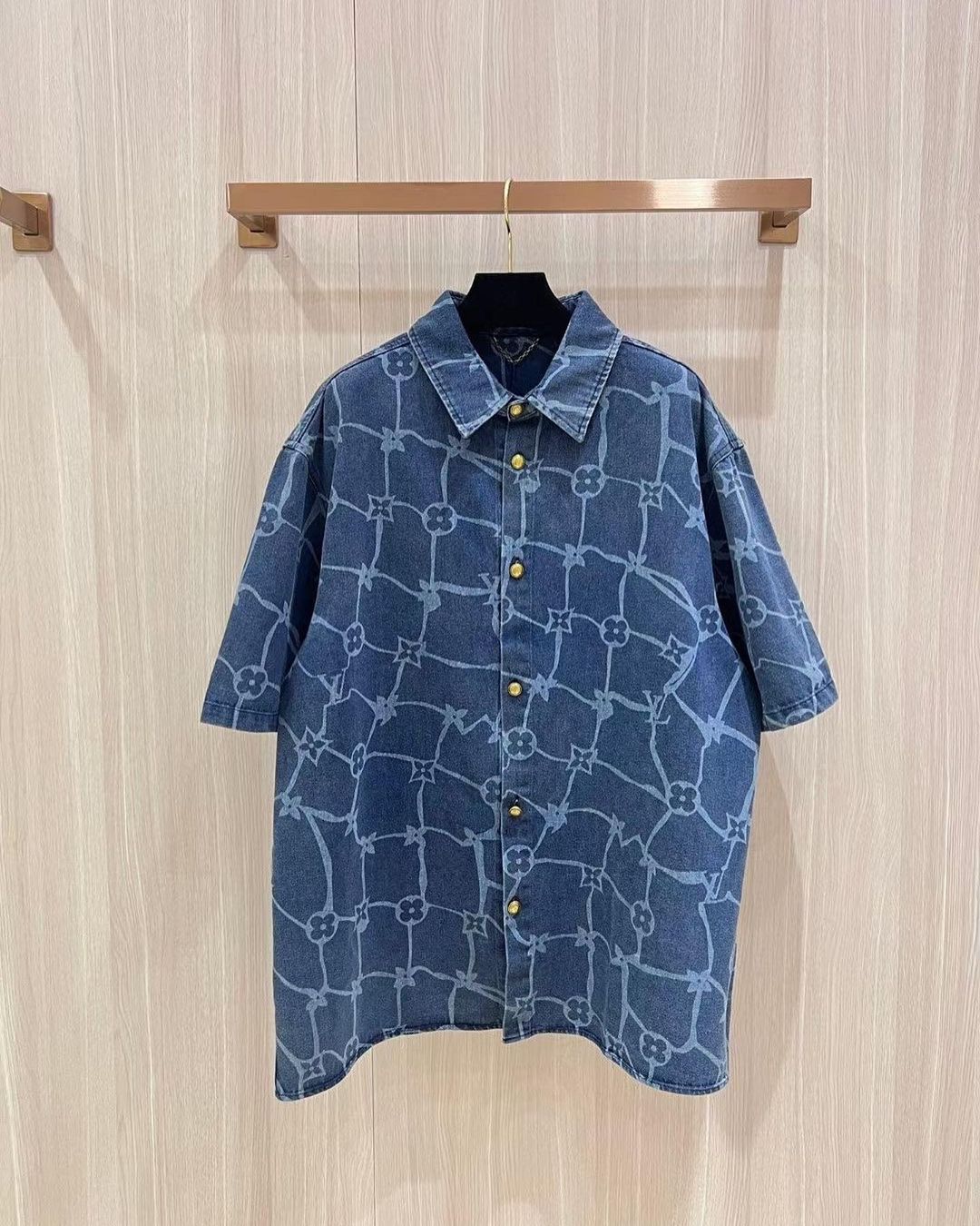 LV Monogram Denim Shirt And Shorts Set