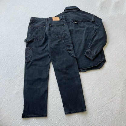 LV Monogram Denim Jacket and Jeans Set