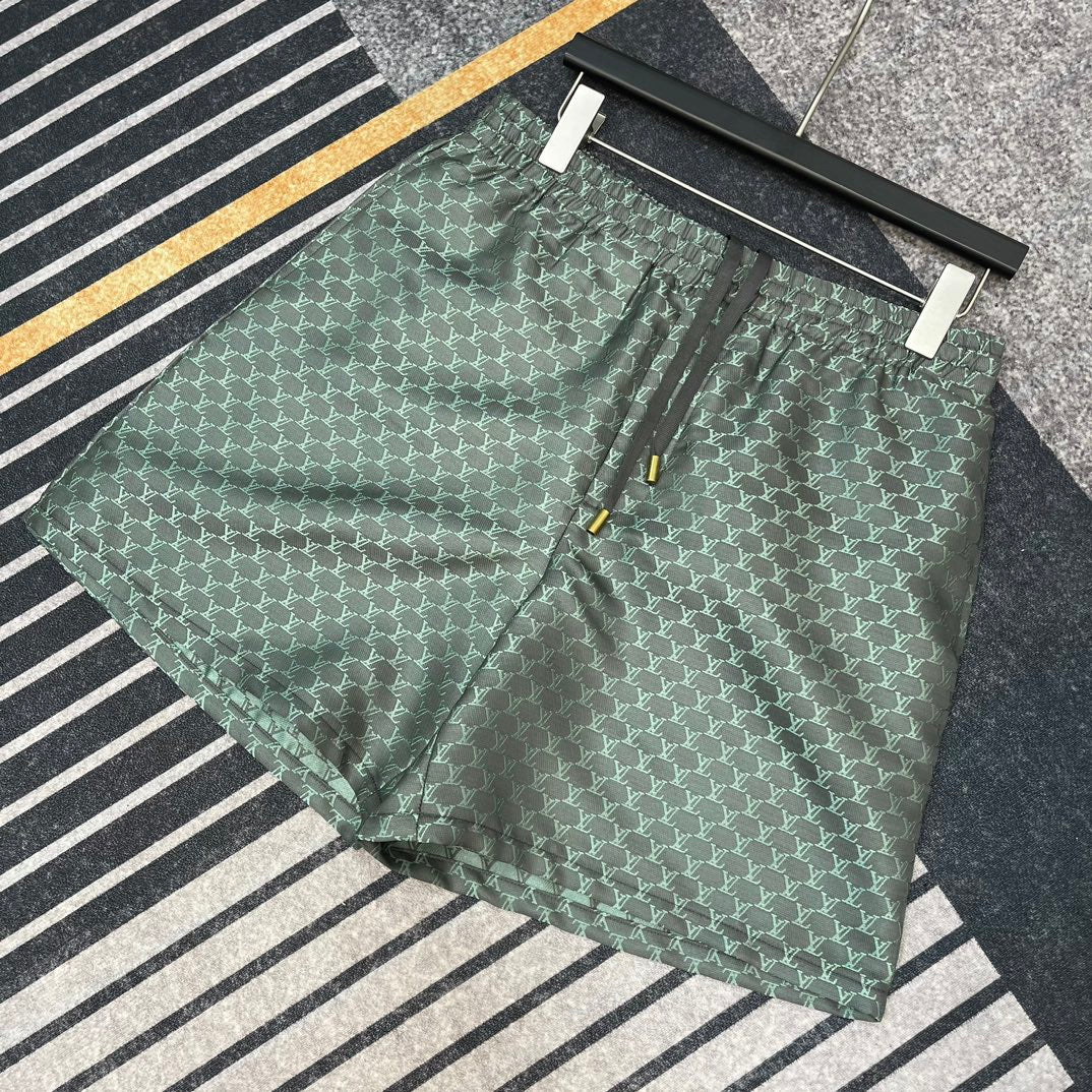 Lv Monogram Silk Shirt And Shorts Set