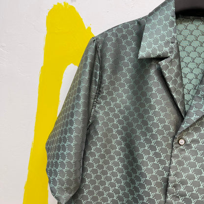 Lv Monogram Silk Shirt And Shorts Set