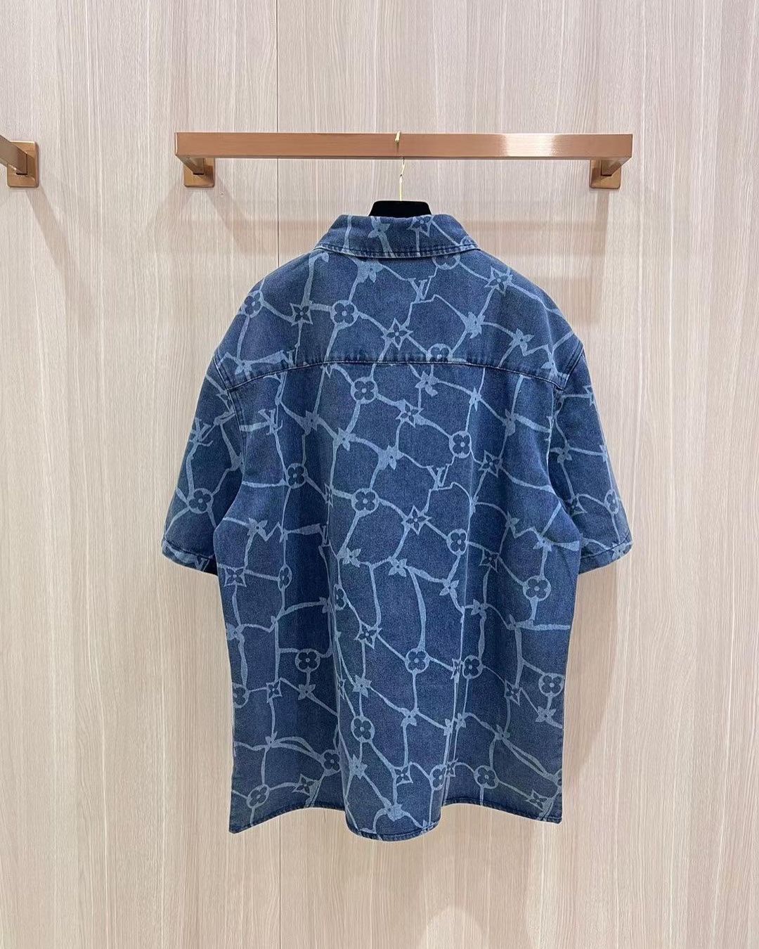 LV Monogram Denim Shirt And Shorts Set