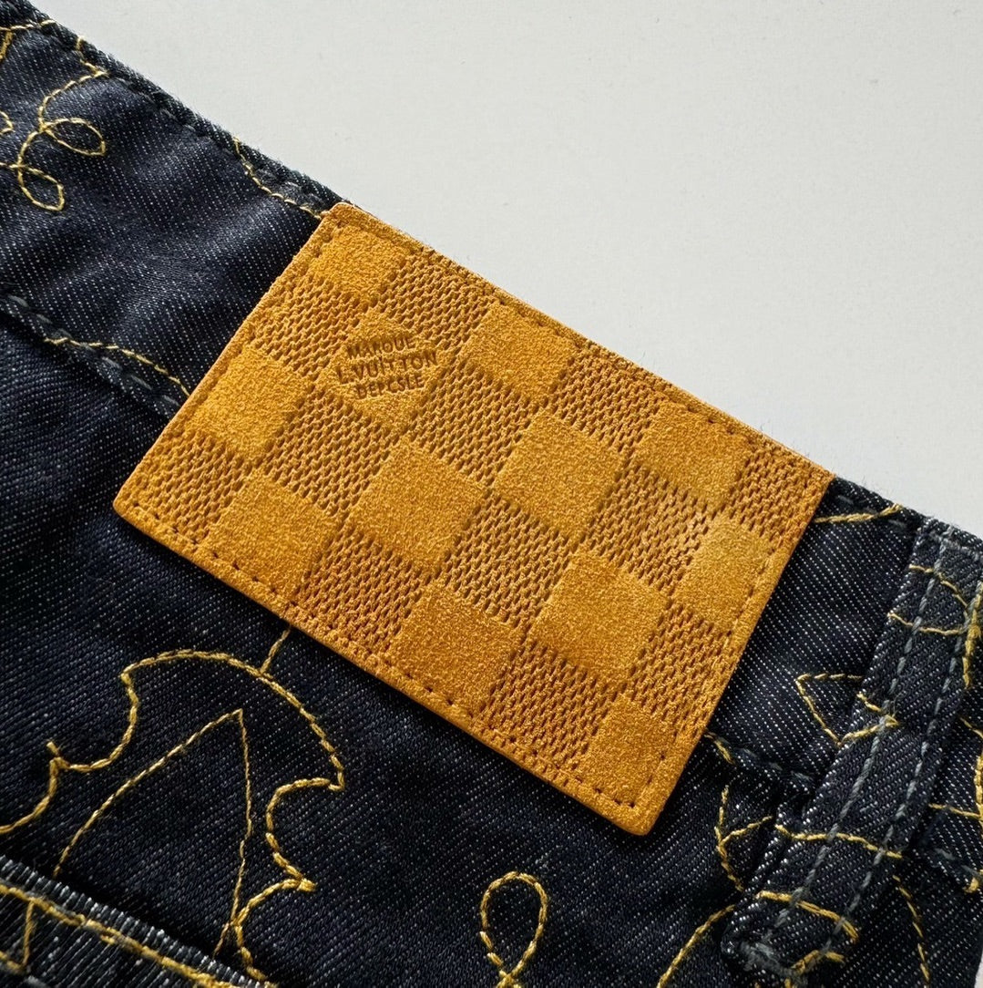LV Embroidered Denim Pants