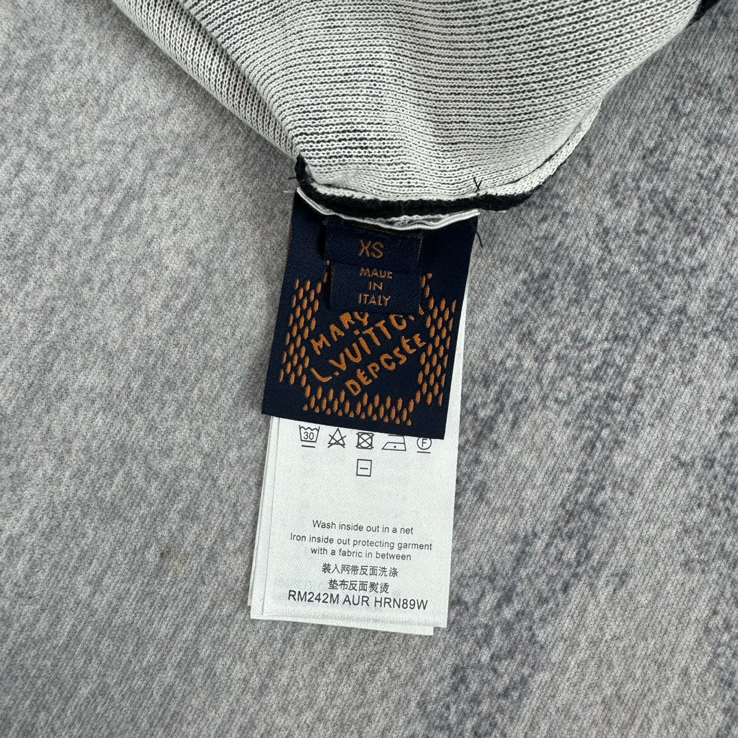 LV Graphic Intarsia Zipped Cotton Hoodie