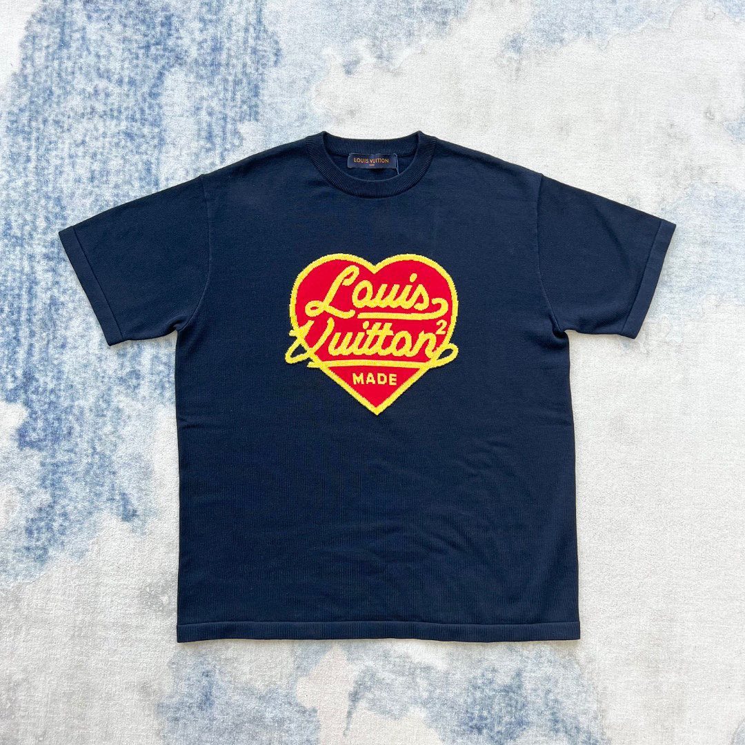 Lv Short-Sleeved Damier Wool Shirt