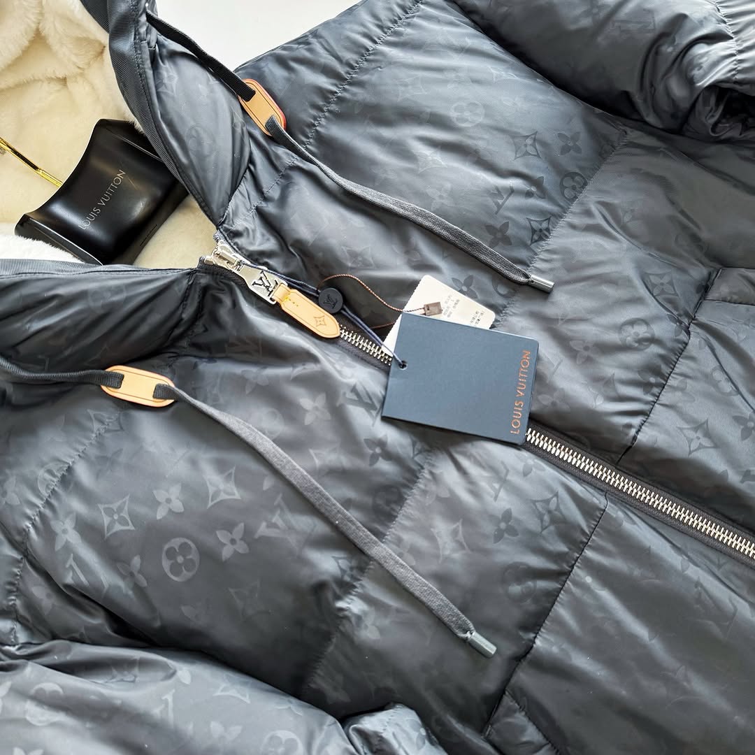 LV Monogram Hoodied Down Jacket