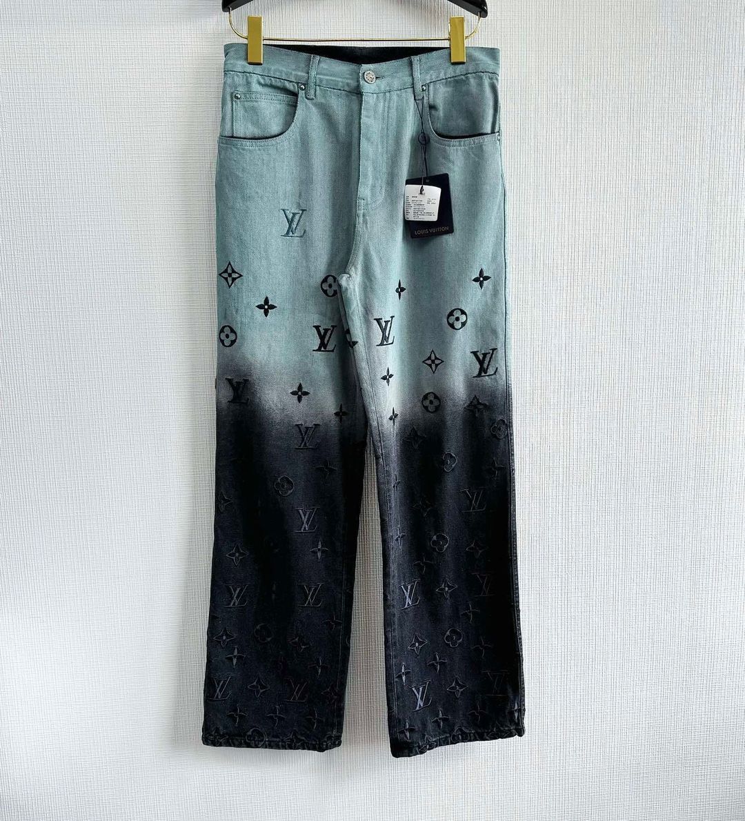 LV Monogram Embroidered Denim Pants
