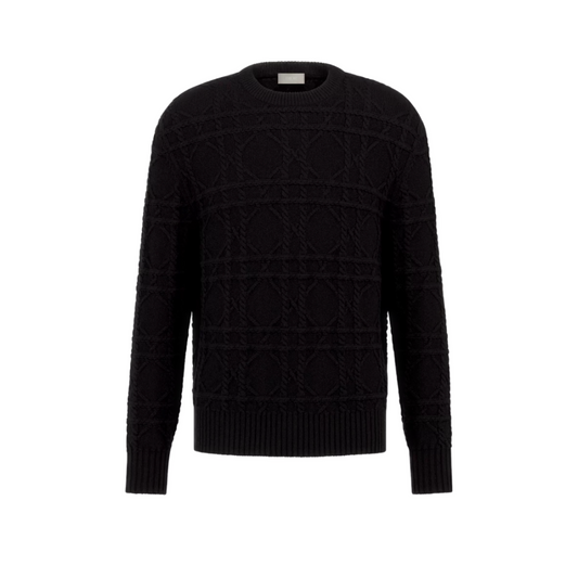 CD Icons Cannage Sweater Black Cashmere Knit